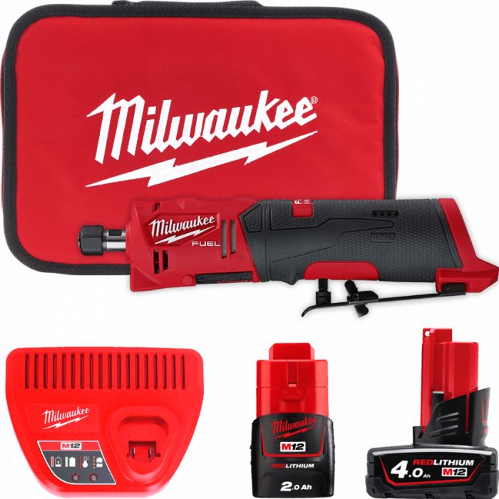 Акумуляторная цангова прямошліфмашина M12FDGS-422B FUEL MILWAUKEE (акум 2Аг, акум. 4Аг, зарядний при