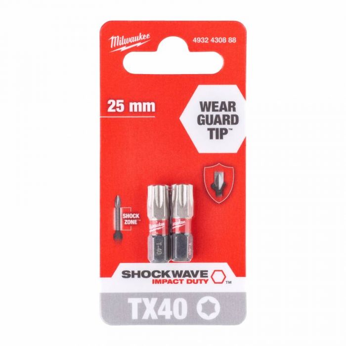 Біта SHOCKWAVE MILWAUKEE, TX40, 25мм, (2шт)