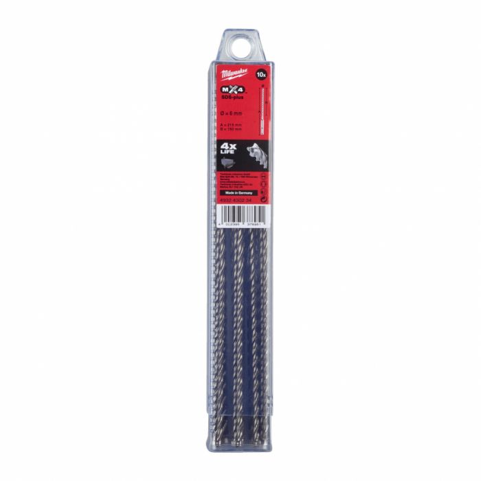 Бур SDS-PLUS MX4 MILWAUKEE, Ø6х215x150мм, (10шт)