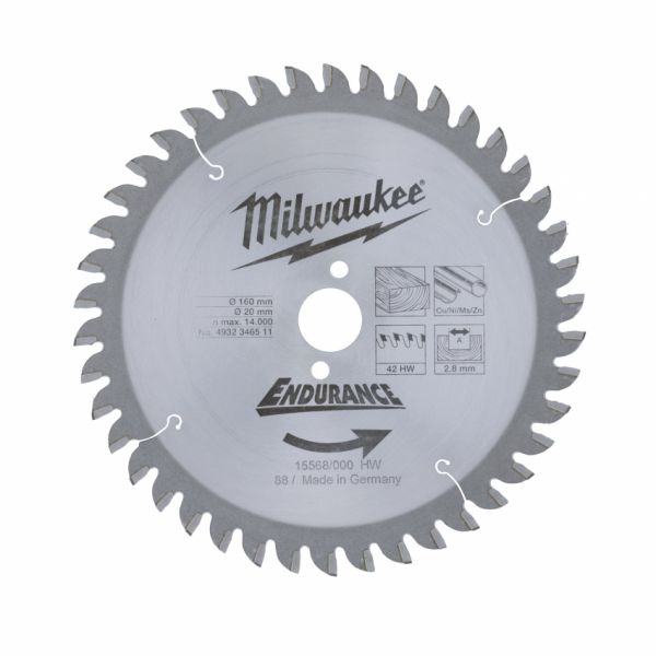 Диск пильний MILWAUKEE, Ø160/20мм, 42 зуб.