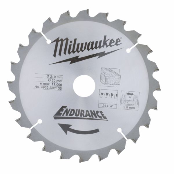 Диск пильний MILWAUKEE, Ø210/30мм, 24 зуб.