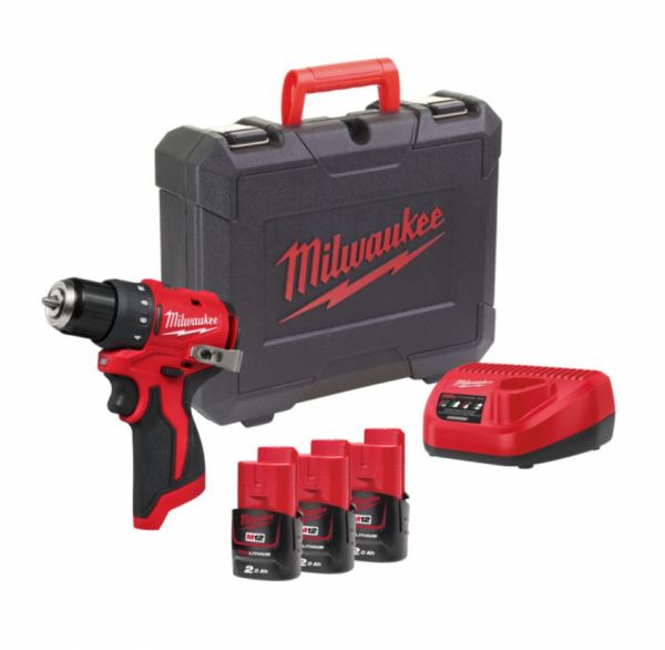Дриль-шурупокрут акумуляторний MILWAUKEE M12 BLDDRC-203C (40Нм) (ЗП+3ак.Х2Аг+кейс)
