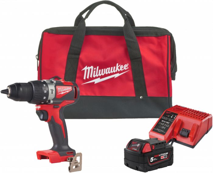 Дриль-шуруповерт з ударом акумуляторний безщітковий MILWAUKEE, M18 BLPD2-502X (зарядний пристрій М12-18 FС, 1 акумулятор М18 В5