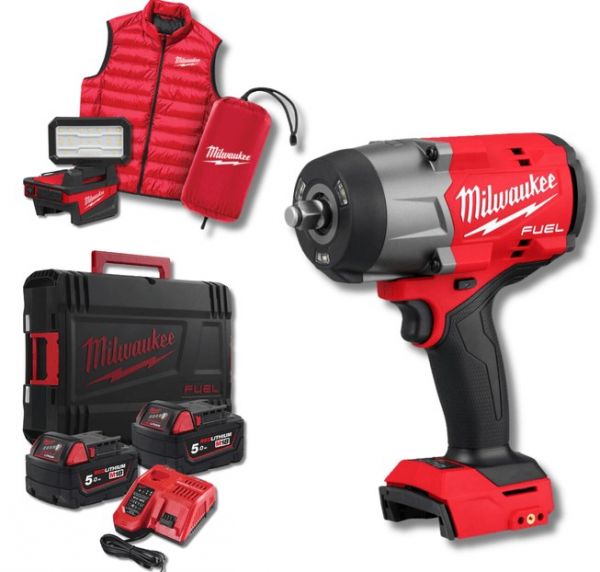 Гайковерт акумуляторний безщітковий MILWAUKEE 1/2" (2034 Нм) M18 FHIWF2F12MC-502X жилет + ліхтар