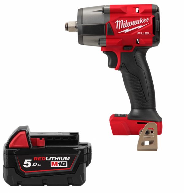 Гайковерт акумуляторний безщітковий MILWAUKEE 1/2" (881 Нм) M18 FMTIW2F12-0, з кільцем (каркас) + M18 B5 подарунок
