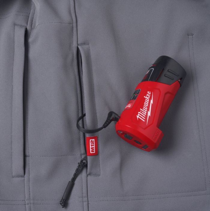 Куртка з підігрівом MILWAUKEE, M12 HJGREY5-201(XXL), сіра (розмір XXL) (+зар.пр., 1 акум.Х 2Аг)