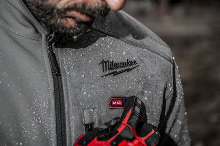 Куртка з підігрівом MILWAUKEE, M12 HJGREY5-201(XXL), сіра (розмір XXL) (+зар.пр., 1 акум.Х 2Аг)