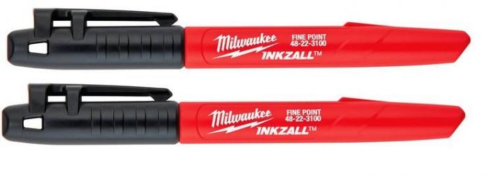 Маркер для будмайданчика 2шт InkZAll MILWAUKEE, тонкий, чорний