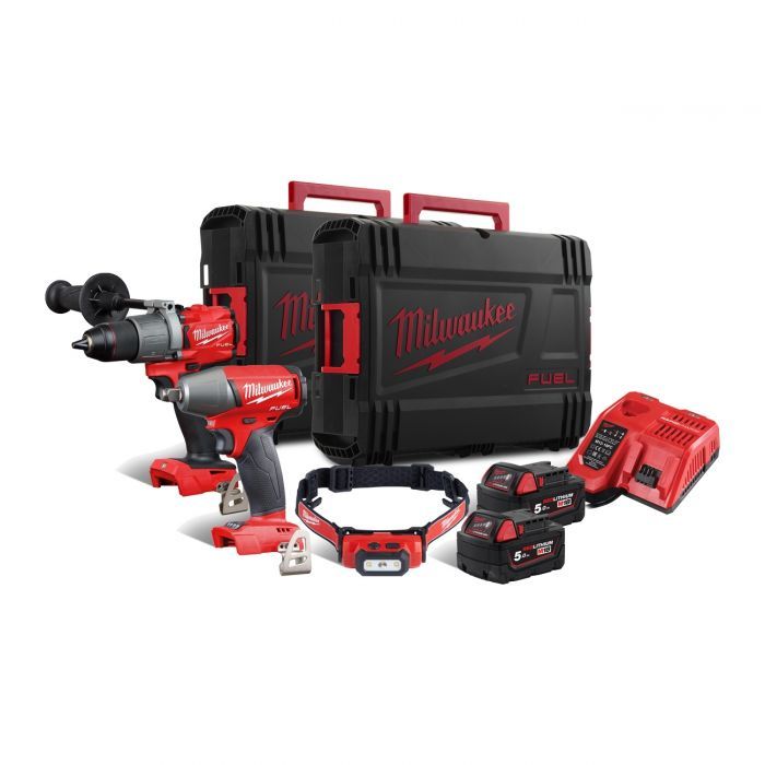 Набір інструментів акумуляторних MILWAUKEE, M18 FPP2C2-502XL (зарядний пристрій, 2 акумулятора M18 B5 5Аг, дриль-шуруповерт з уд