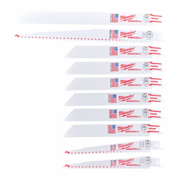 Набір полотен для шабельних пил SAWZALL THIN KERF MILWAUKEE, (10шт), пластиковий кейс