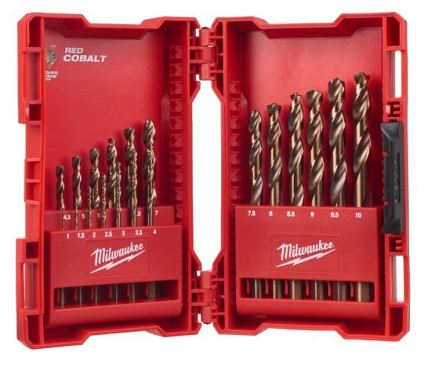 Набір свердл по металу кобальтових HSS-Co MILWAUKEE, DIN338, (діаметри 1-10мм) (19шт)