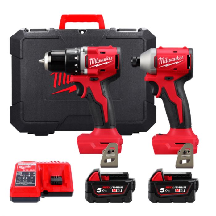 Набір з двох інструментів безщіткових акумуляторних M18 BLCPP2B-502C (M18 BLDDRC, M18 BLIDRC)