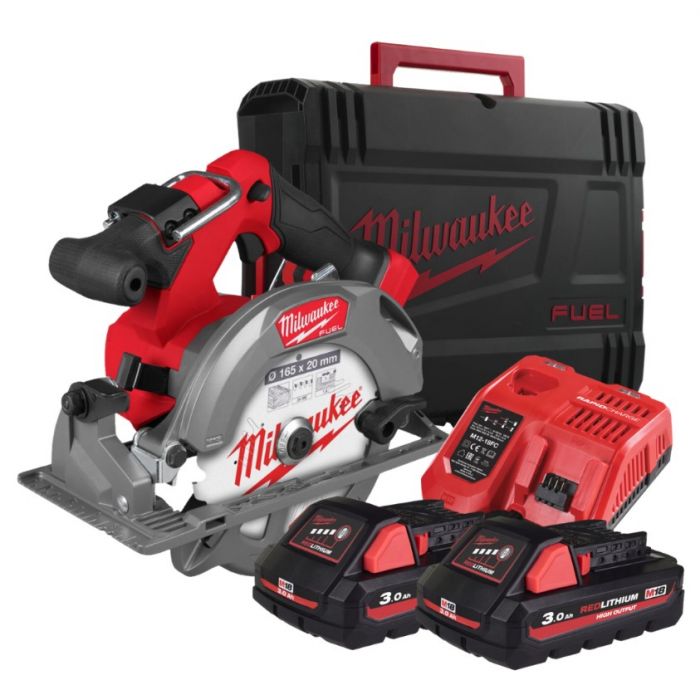Пила дискова ручна акумуляторна MILWAUKEE, M18 FCS552-302X, Ø165мм (зарядний пристрій, 2акум. Х 3 Аг, HDкейс)