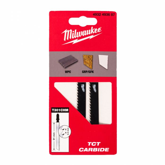 Полотна для лобзика T301CHM MILWAUKEE, 91/3,3мм, (2шт)