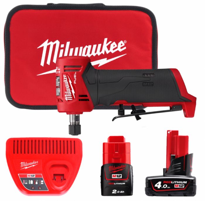 Шліфмашина кутова цангова акумуляторна M12 FDGA-422B FUEL MILWAUKEE 4933471439 , (+ заряд.пристрій, 2 акум., 2 цанги, сумка для