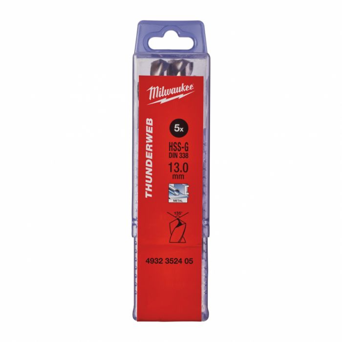 Свердло по металу THUNDERWEB HSS-G MILWAUKEE DIN338, Ø13,0x151мм, (5шт)