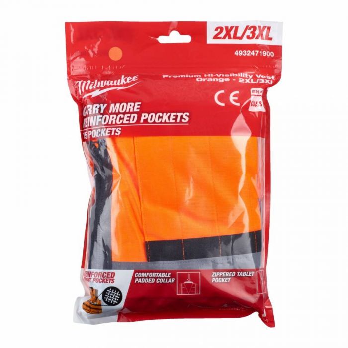 Жилет помаранчевий PREMIUM MILWAUKEE, сигнального забарвлення (2XL / 3XL) 1